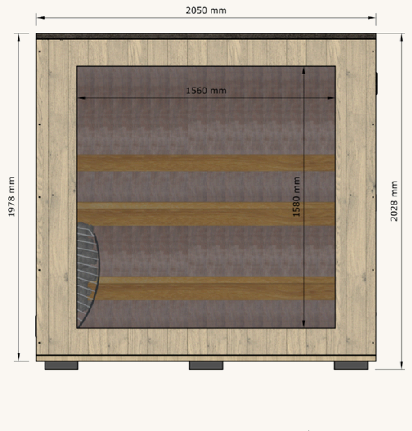 ROYAL M technical drawing, front elevation