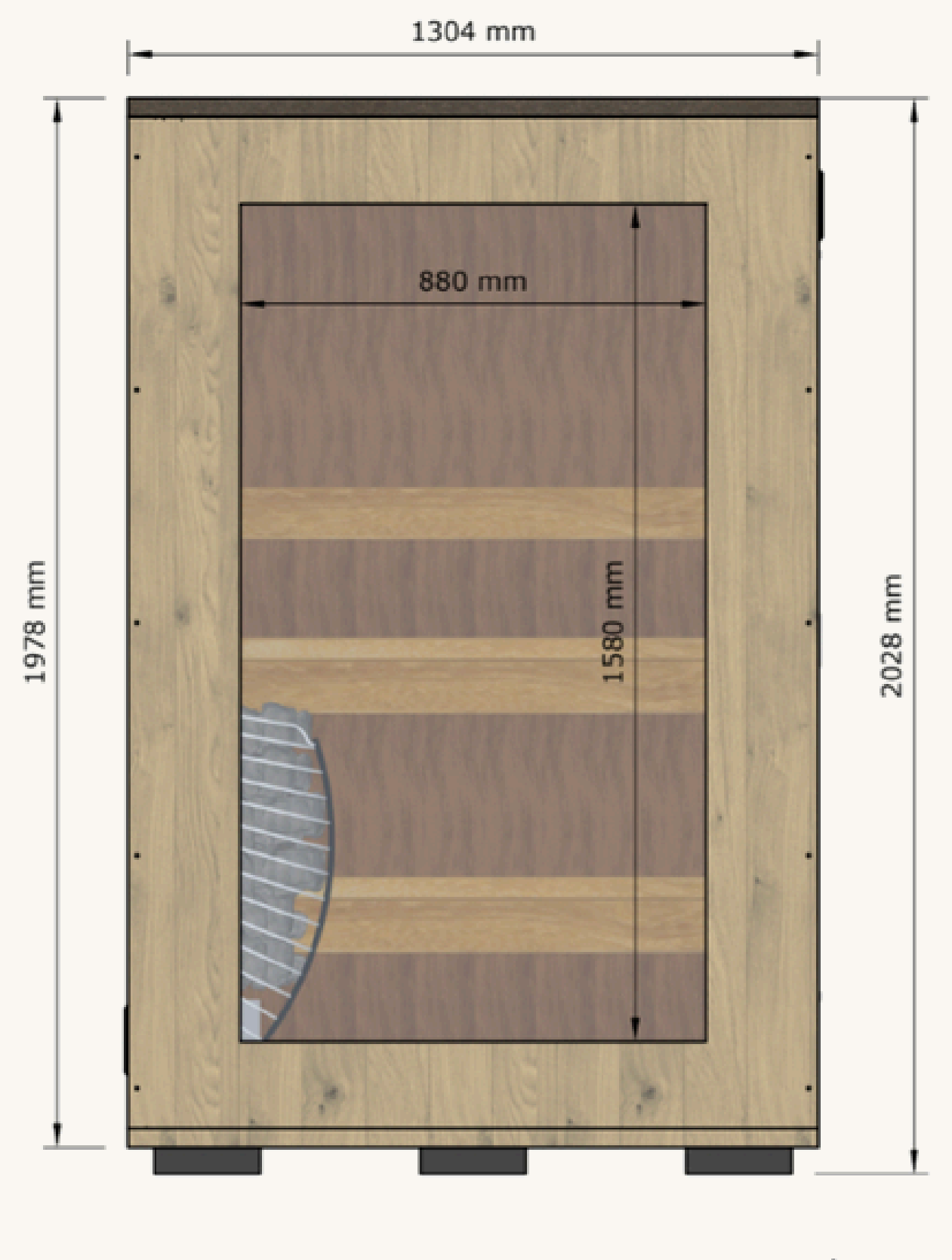 ROYAL S technical drawing, front elevation