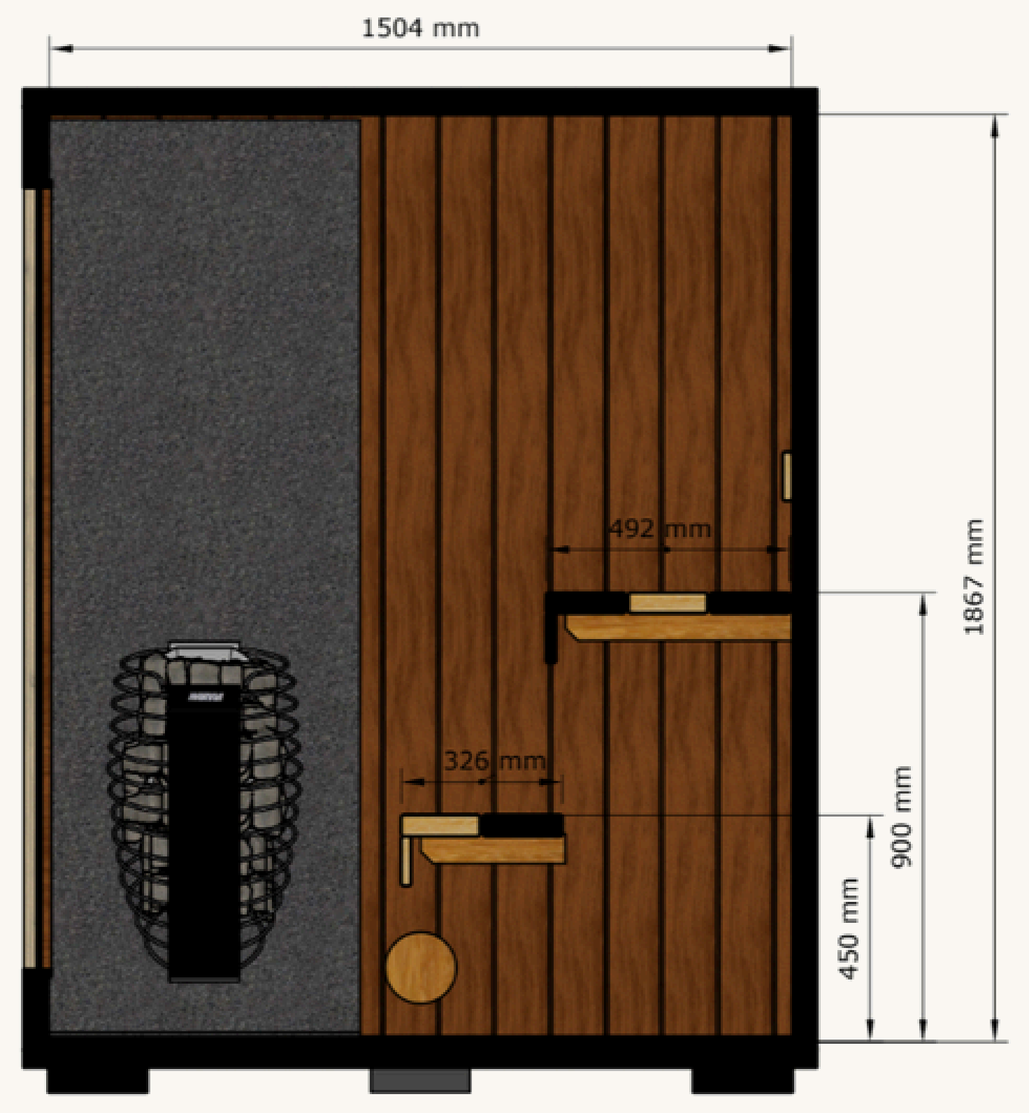 ROYAL S technical drawing, side section